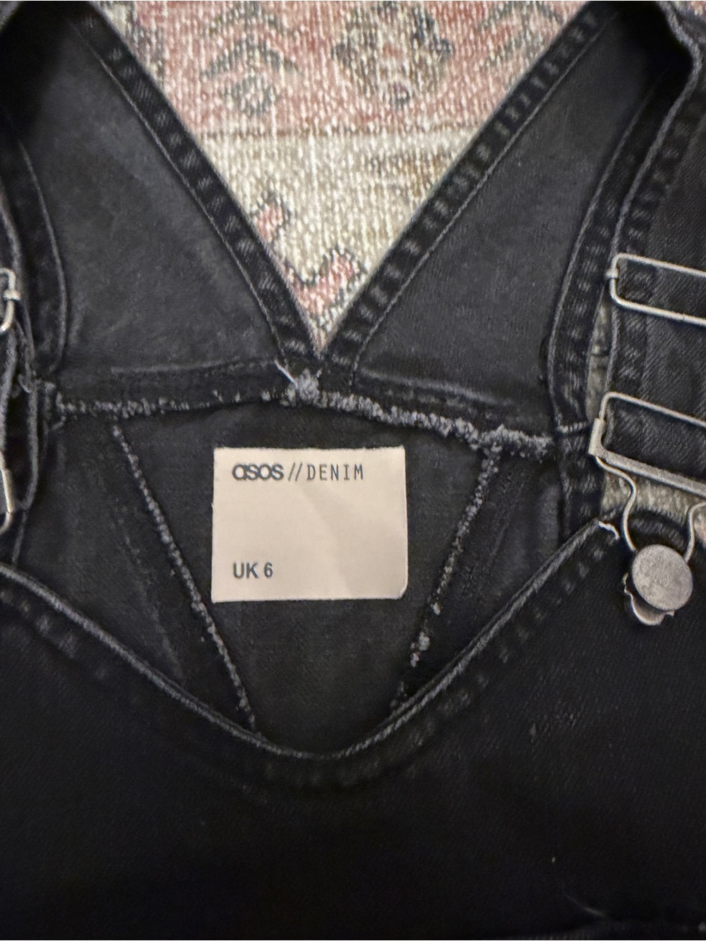 ASOS Black Denim Women's Jeans Overalls with Silver Buckles